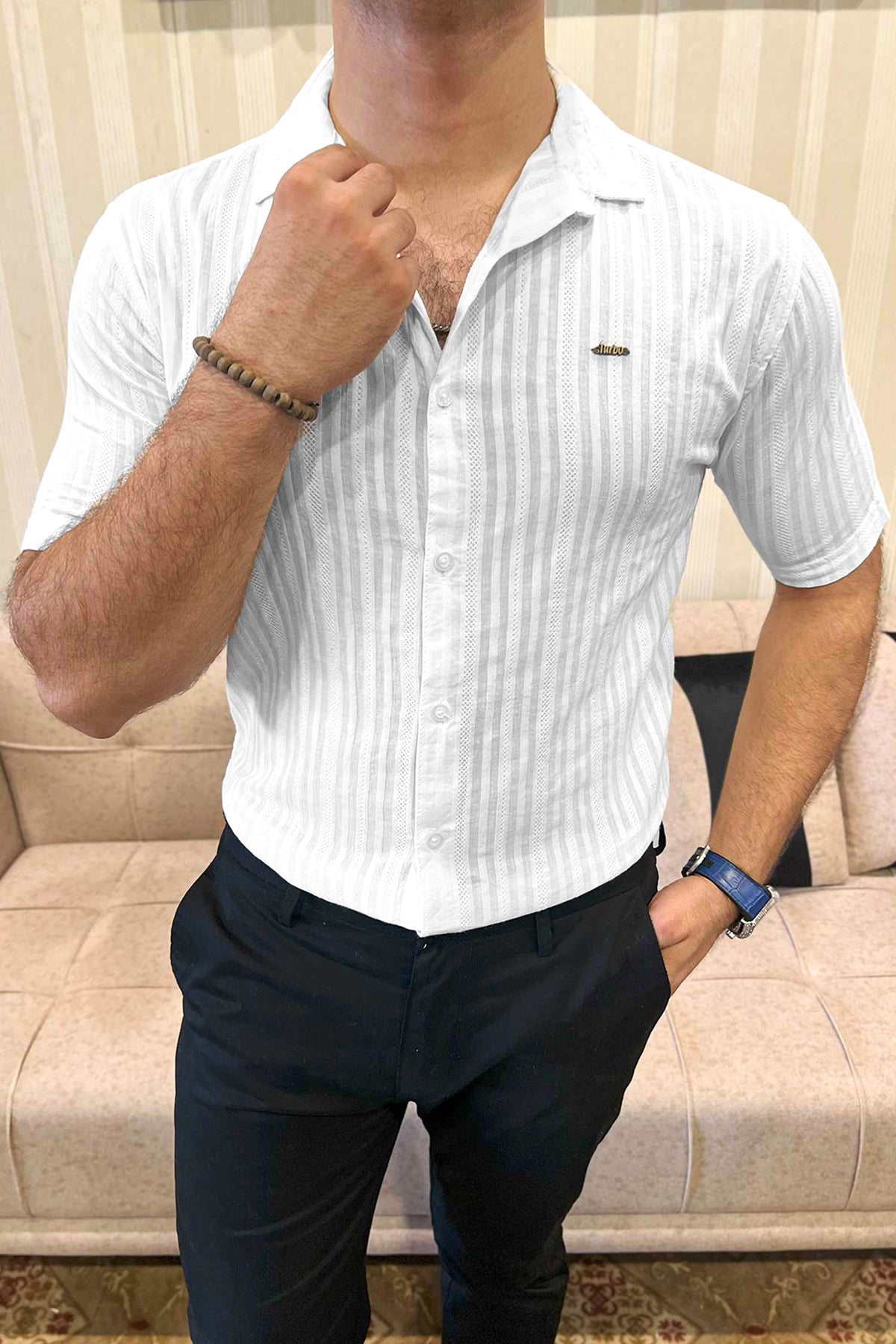 Turbo Minimalist Design Half Sleeve Casual Shirt