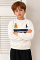 Rph Lren Classic Panneled Round Neck Kid's Sweatshirt In White