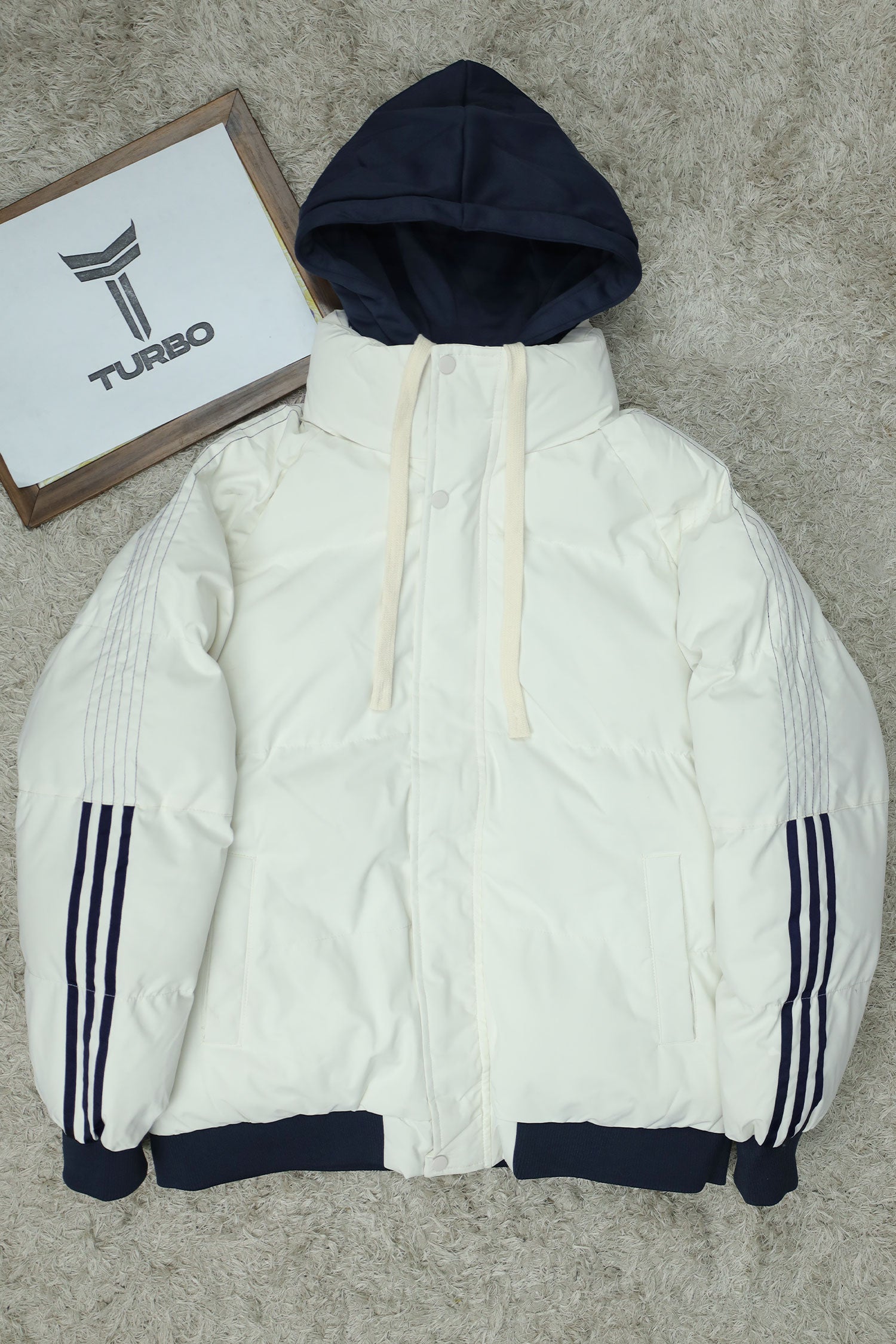 Panel Stripes Dual Zip Hooded Over-Sized Imported Puffer Jacket