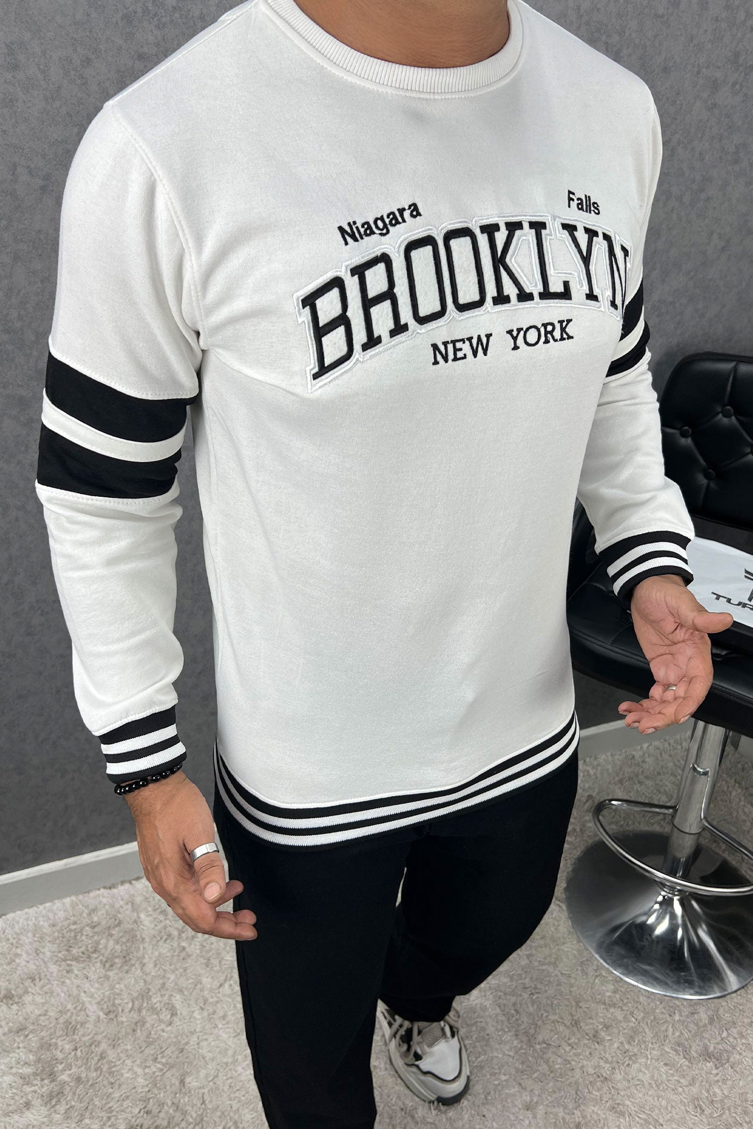 Broklyn NYC Letter Graphic Full Sleeves Men's Sweatshirt