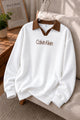 Caln Klen Aesthetic Quarter Collar-Style Men's Sweatshirt In White