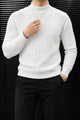 Turbo Minimalist Mock-Neck Lining Imported Men's Sweater In White