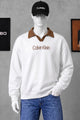 Caln Klen Aesthetic Quarter Collar-Style Men's Sweatshirt In White