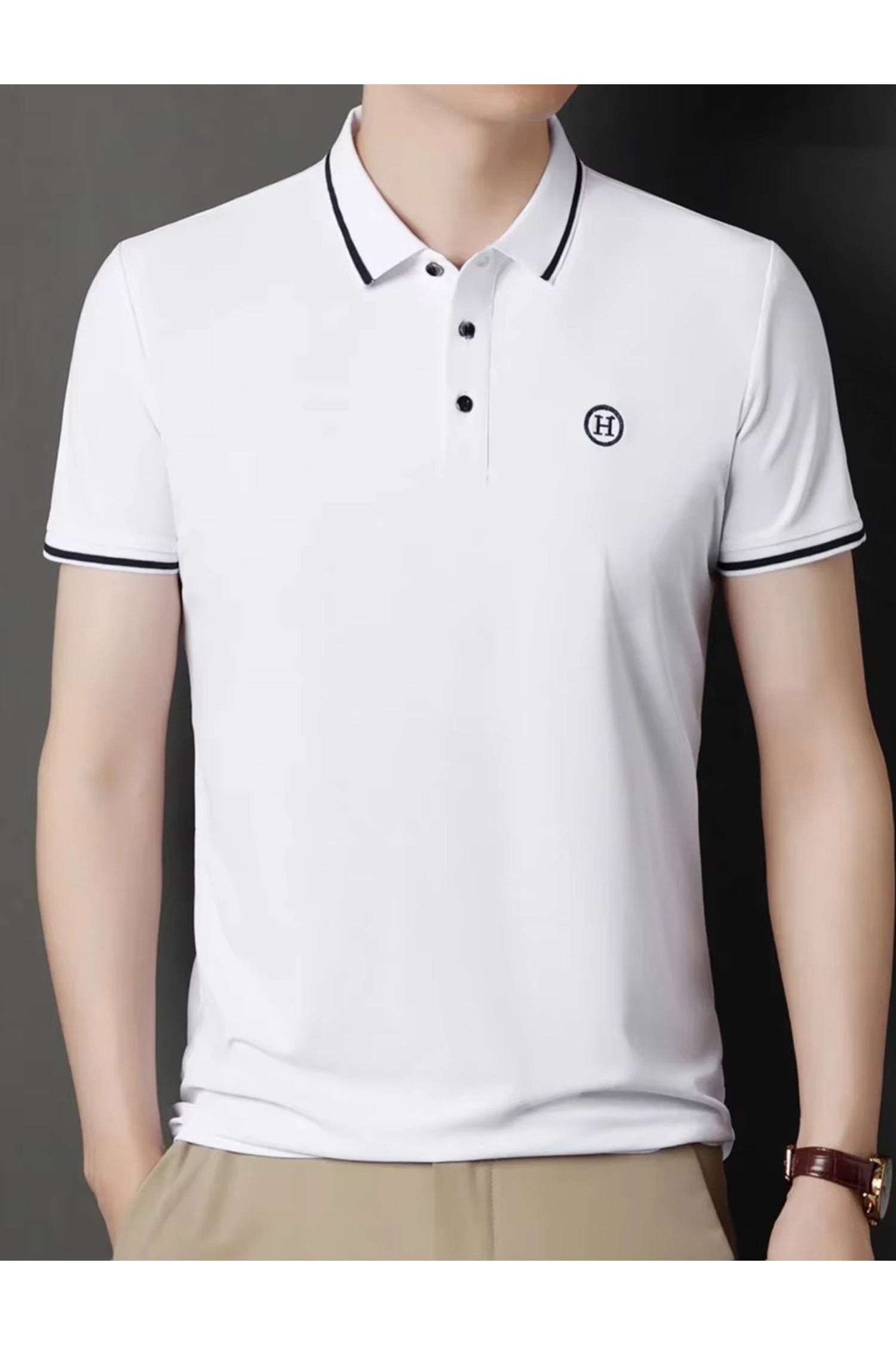 Custom Detail Lapel Men's Polo Shirt