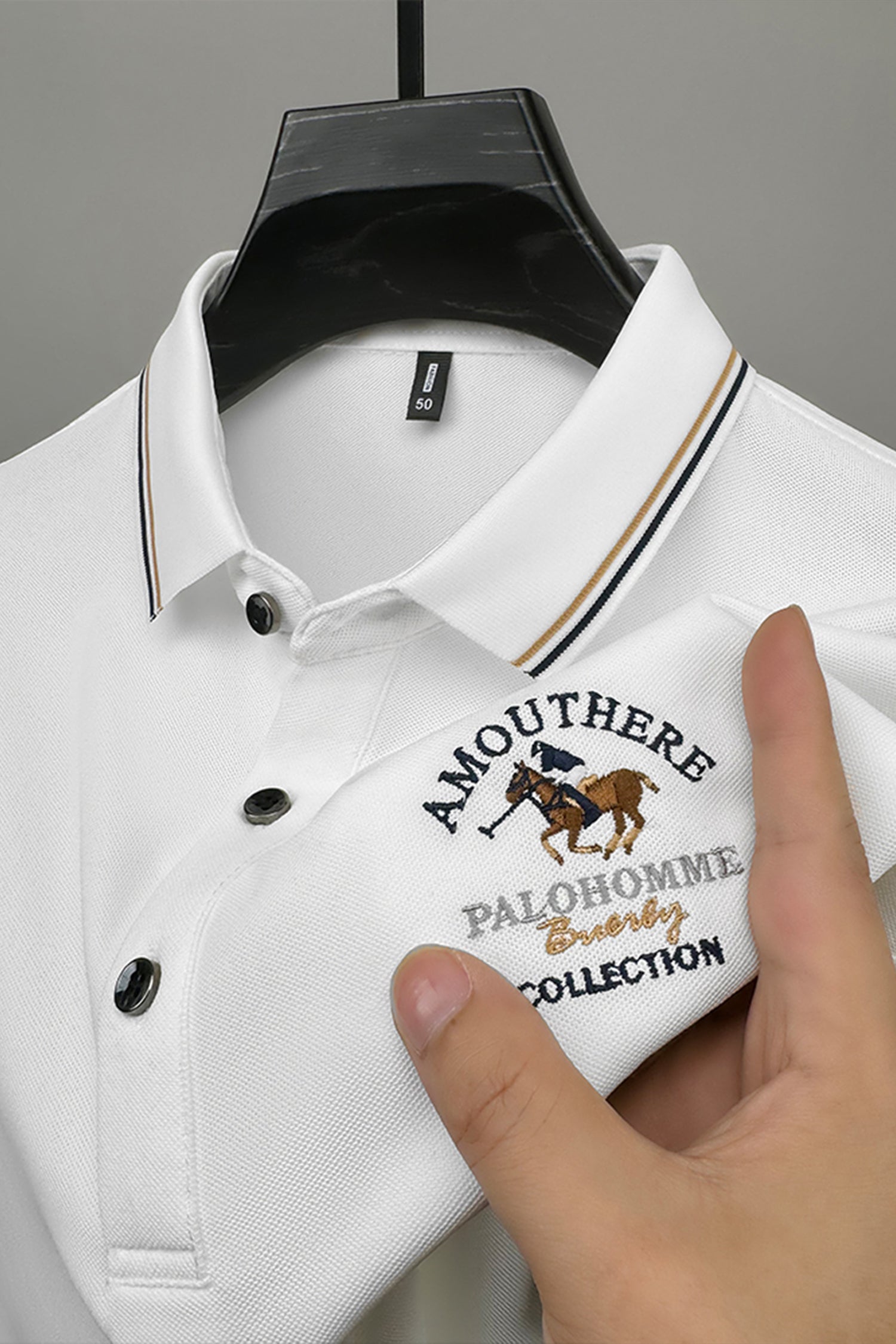 Tipped Collar Embroidered Men's Polo Shirt