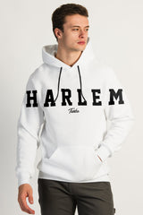 Turbo Harlem Signature Slogan Fleece Hoodie In White