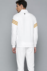 Turbo Diagonal Stripes Men Zipper Tracksuit In White