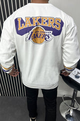 Lakrs Los Angles Printed Full Sleeves Men's Sweatshirt In White