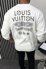 Luis Vten X Chrme Heart Collab Print Full Sleeves Men's Sweatshirt In White