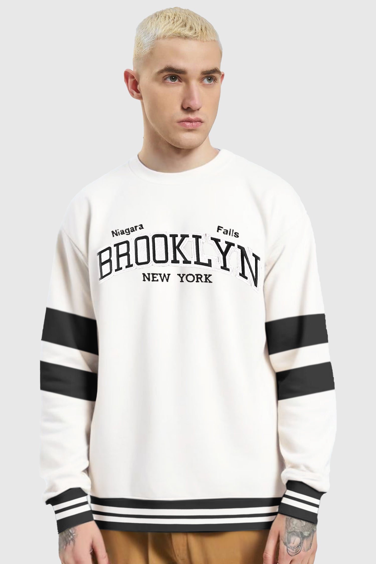 Broklyn NYC Letter Graphic Full Sleeves Men's Sweatshirt