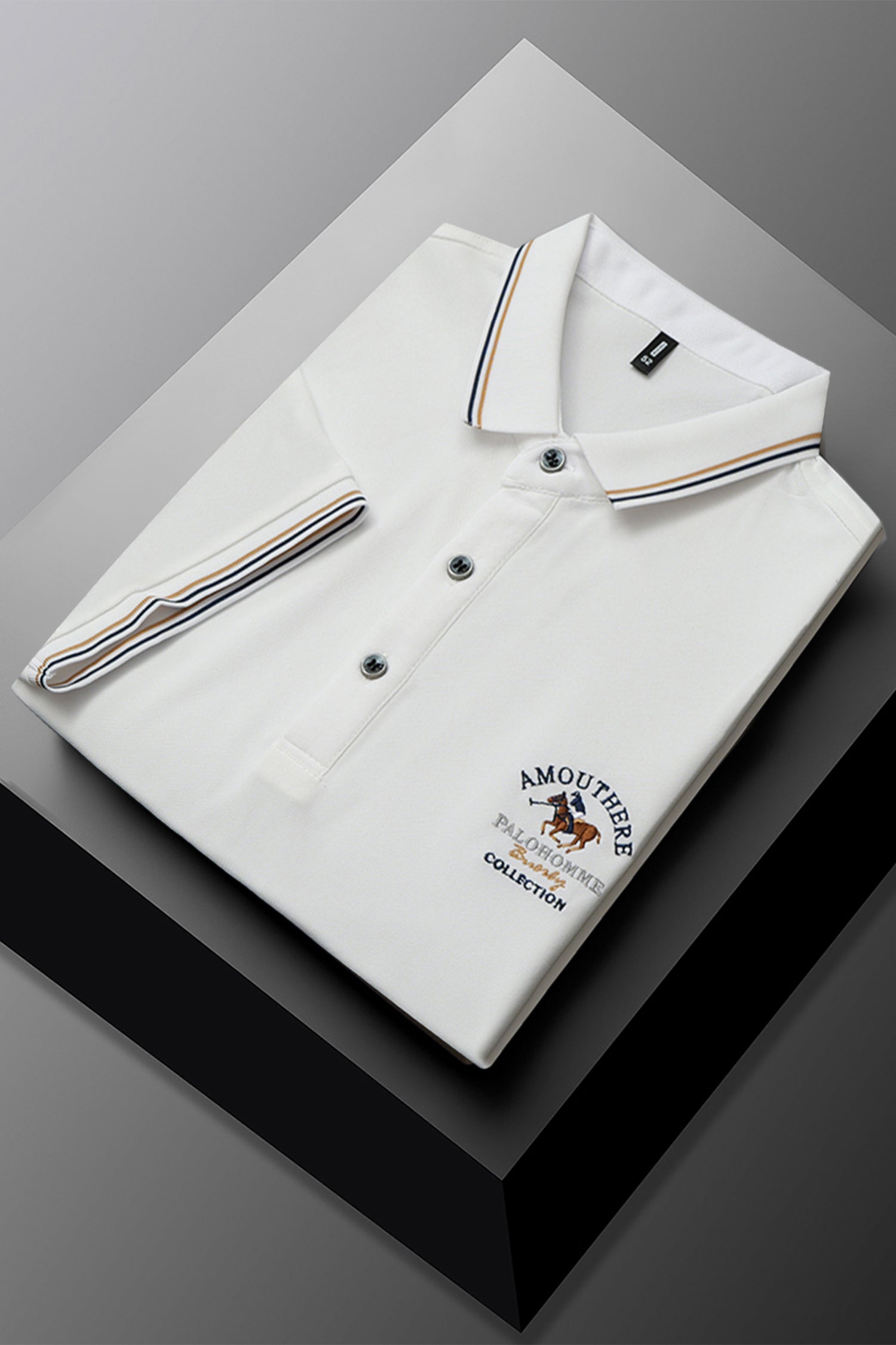 Tipped Collar Embroidered Men's Polo Shirt