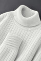 Turbo Cable-Knit Texture Turtleneck Pullover Imported High Neck In White