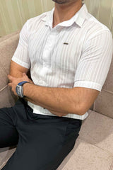 Turbo Textured Champ Casual Shirt In White