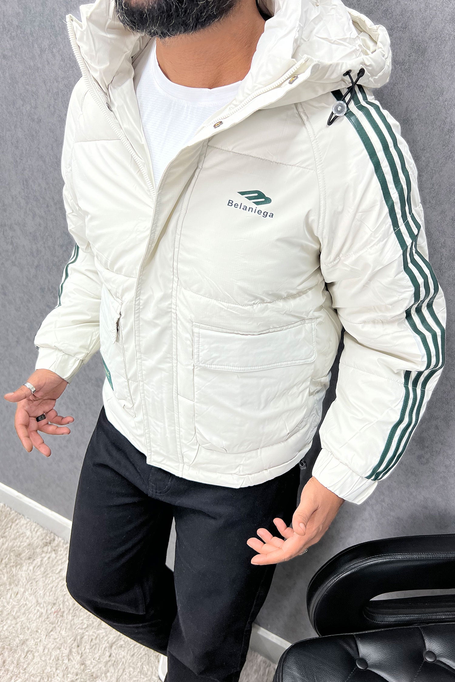 Blcniga Strip Style Padded Imported Puffer Jacket