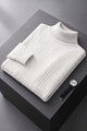 Turbo Cable-Knit Texture Turtleneck Pullover Imported High Neck In White