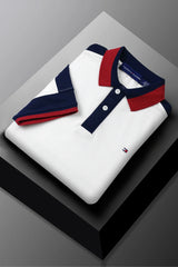 Tomy Signature Dual Tone Men's Polo Shirt In White