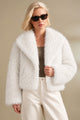 Women Fluffy Crop Collar Imported Fur Jacket
