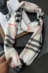 Brbrry Plaid Checked Luxury Cotton Men Mufflers In White