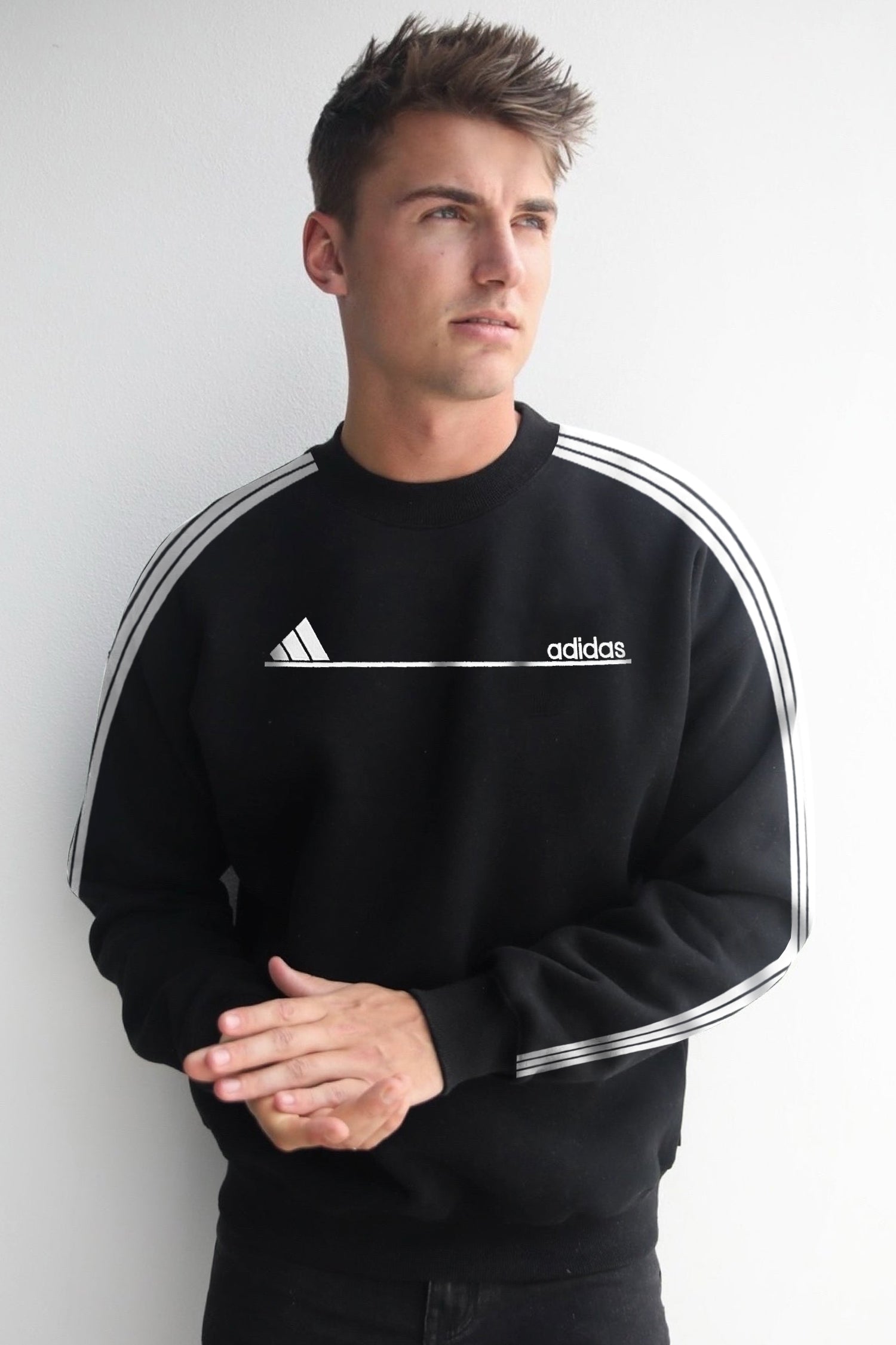 Adds Signature 3 Stripes Full Sleeves Men's Sweatshirt