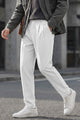 Double Plate Men's Carrot Fit Cotton Pant In White