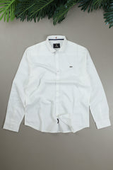 Turbo Organic MonoChromatic Long Sleeve Cotton Casual Shirt in White