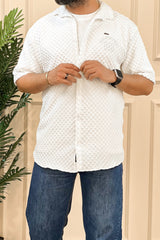 Turbo Popcorn Cuba Waffle Casual Shirt In White