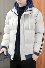 Panel Stripes Dual Zip Hooded Over-Sized Imported Puffer Jacket