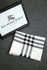 Brbrry Plaid Checked Luxury Cotton Men Mufflers In White