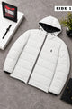 Polo Square-Pattern Dual Color Hooded Imported Puffer Jacket In White