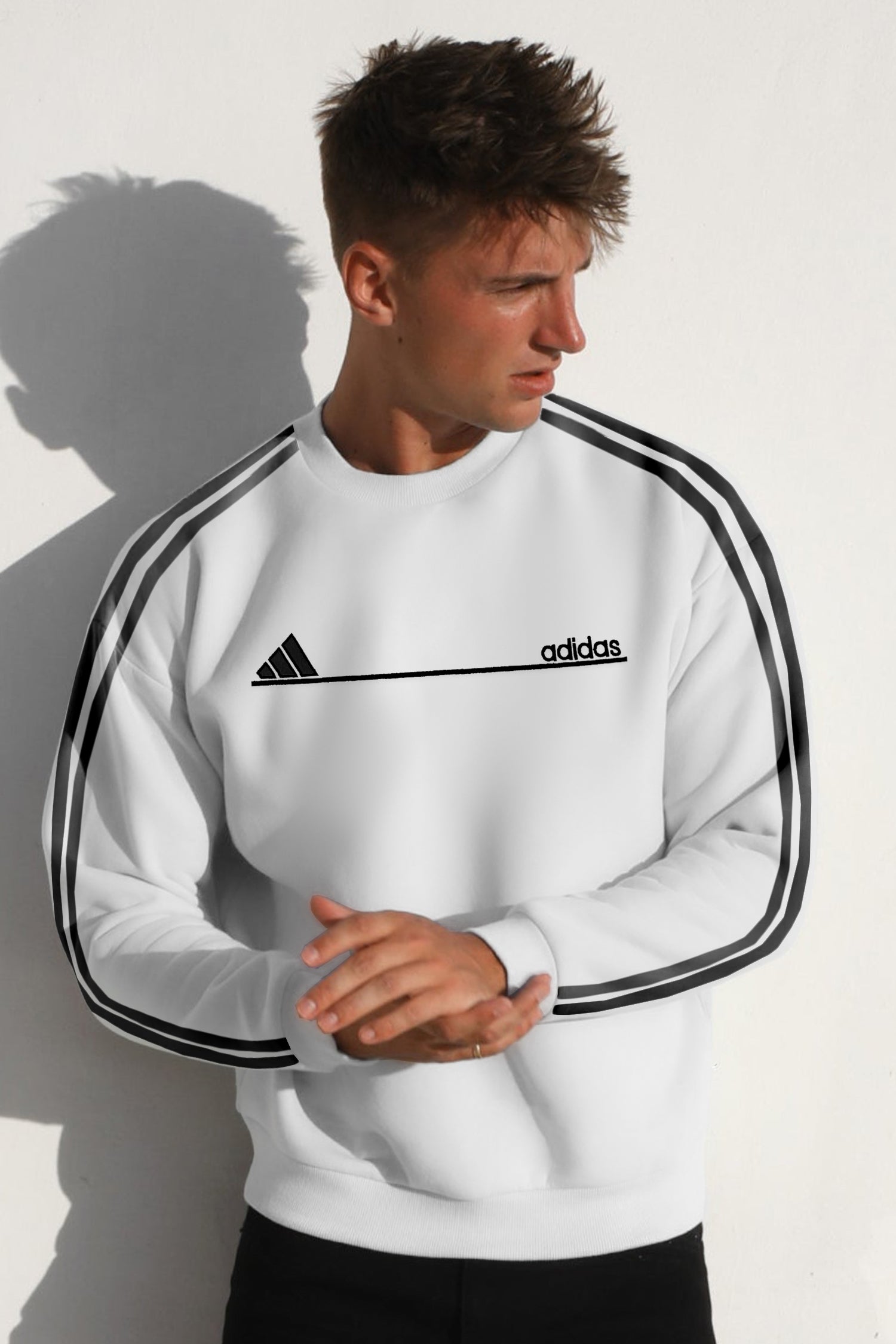 Adds Signature 3 Stripes Full Sleeves Men's Sweatshirt