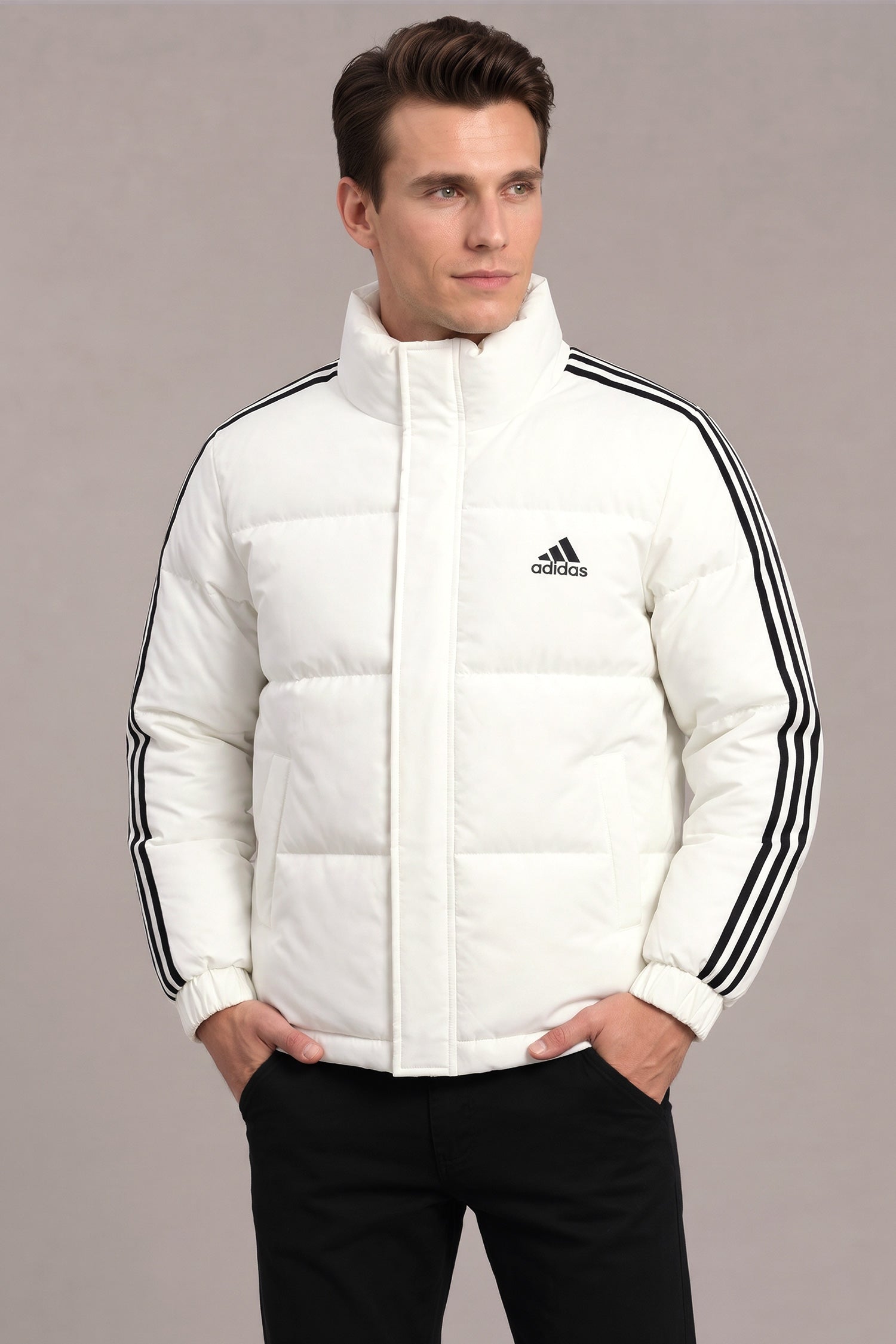 Adds Horizontal Baffled Imported Puffer Jacket