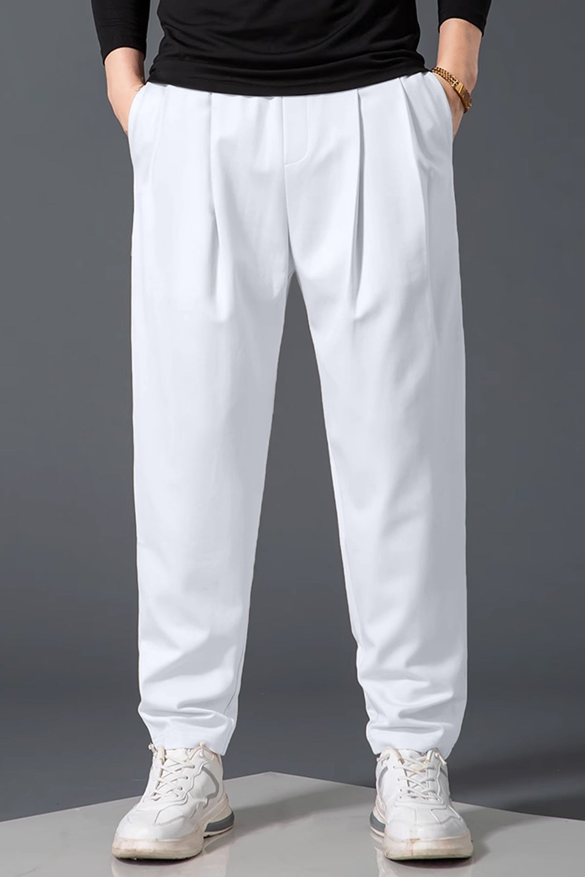 Turbo Comfort Front Plate SlimFit Trouser In White