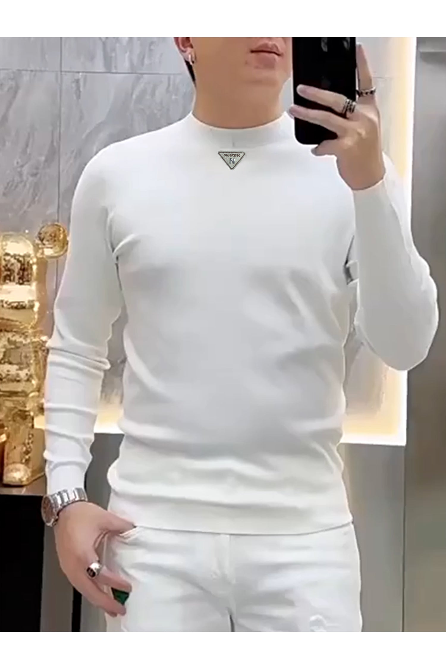 Warm Mock Neck Full Sleeves Men's Sweatshirt