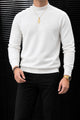 Turbo Warm Padding Imported Plain Mock Neck Men's Sweater In White