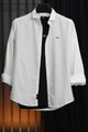 Turbo Organic MonoChromatic Long Sleeve Cotton Casual Shirt In White
