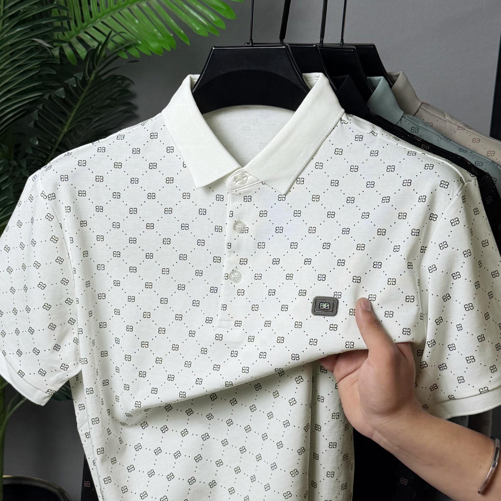 Turbo Jacquard Pattern Men's Polo T-Shirt