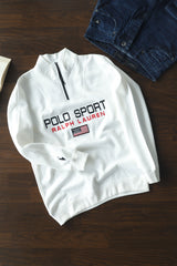 Polo RL Sport Half Zip Full Sleeves Men's Sweatshirt In White