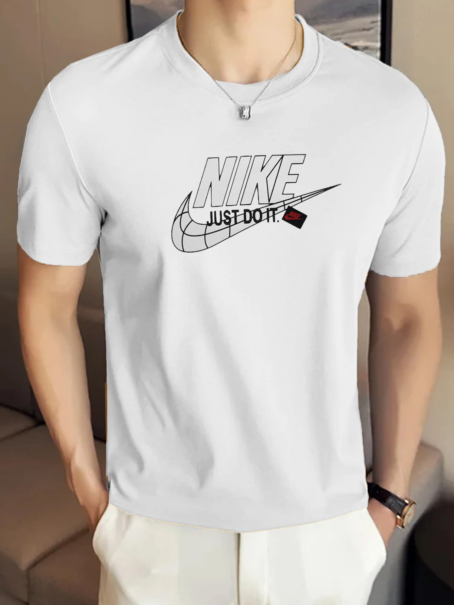 Nke Swoosh Gridline Training Round Neck T-Shirt