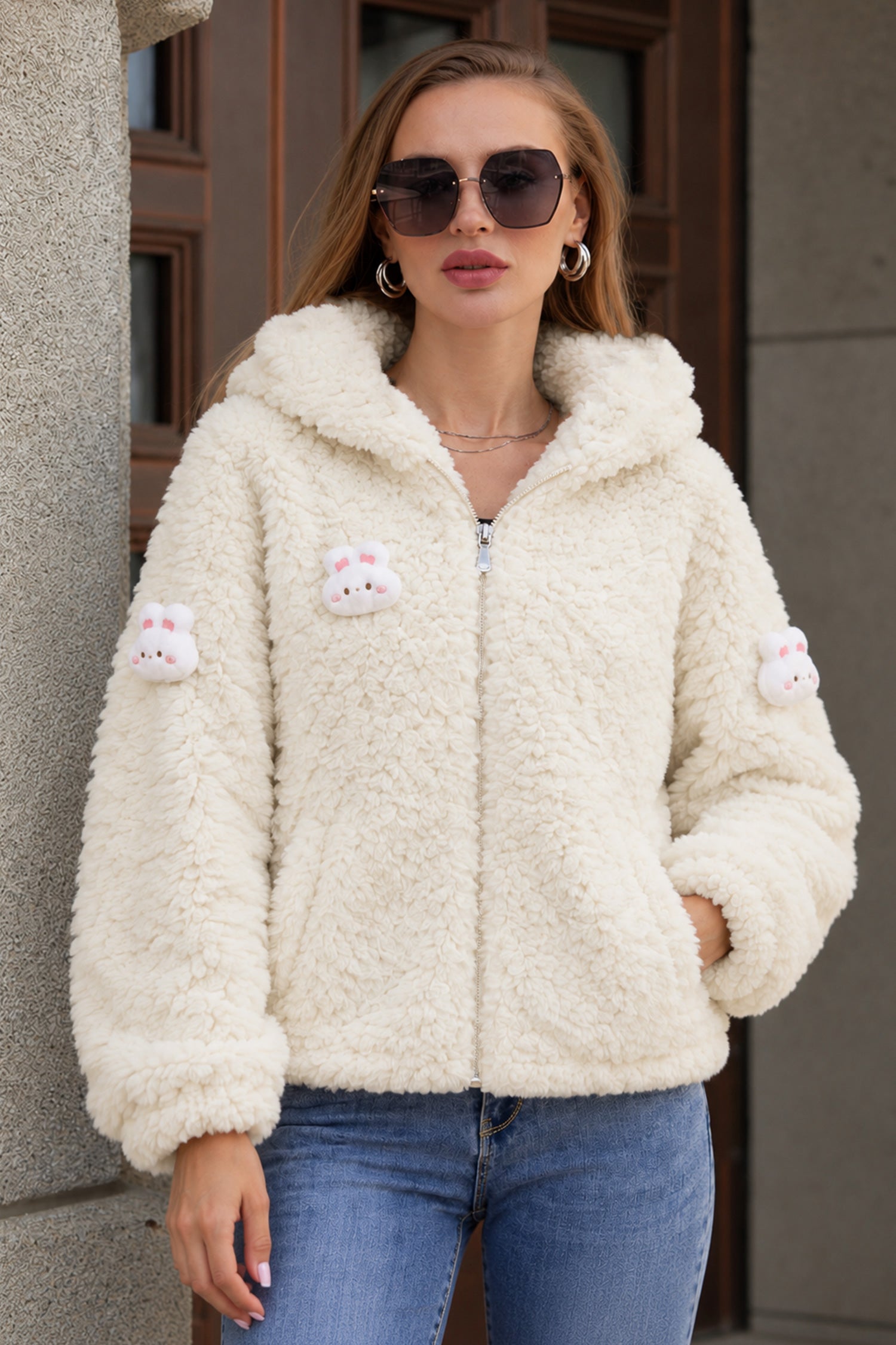 Women Cloud-Soft 3D Ear Plush Imported Sherpa Jacket