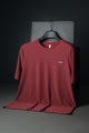 Turbo Stretch-Cotton Round Neck Dry-fit Shirt In Wine Red