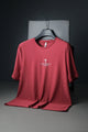 Turbo Street-Style Round Neck Dry-fit Shirt In Wine Red