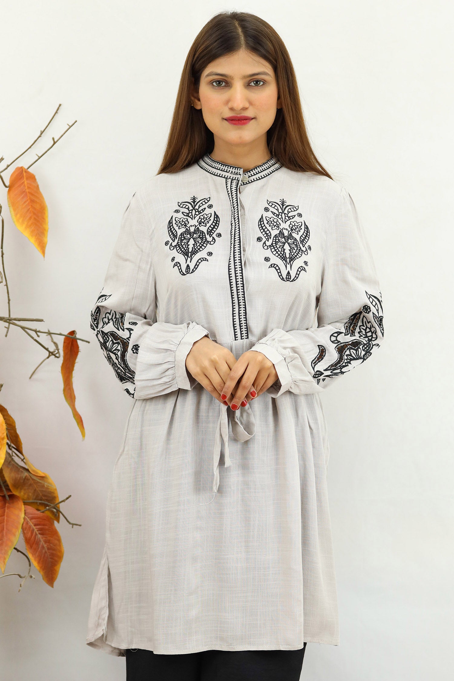 Embroidery Design Collar Line Turkish Imported Top