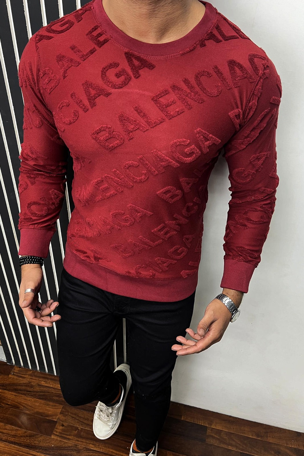 Balnciaga Men Sweatshirt In Maroon
