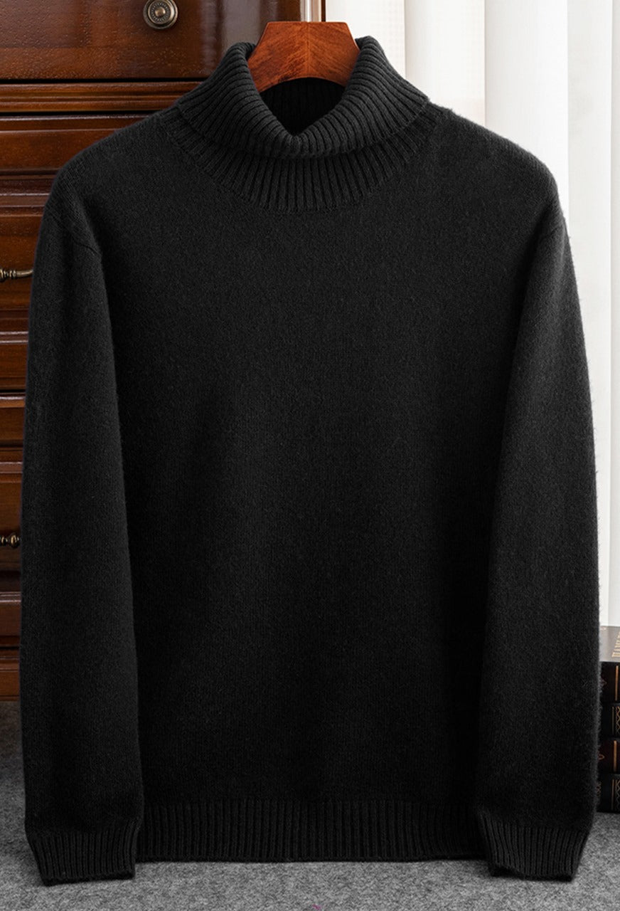 Self Texture High Neck in Black