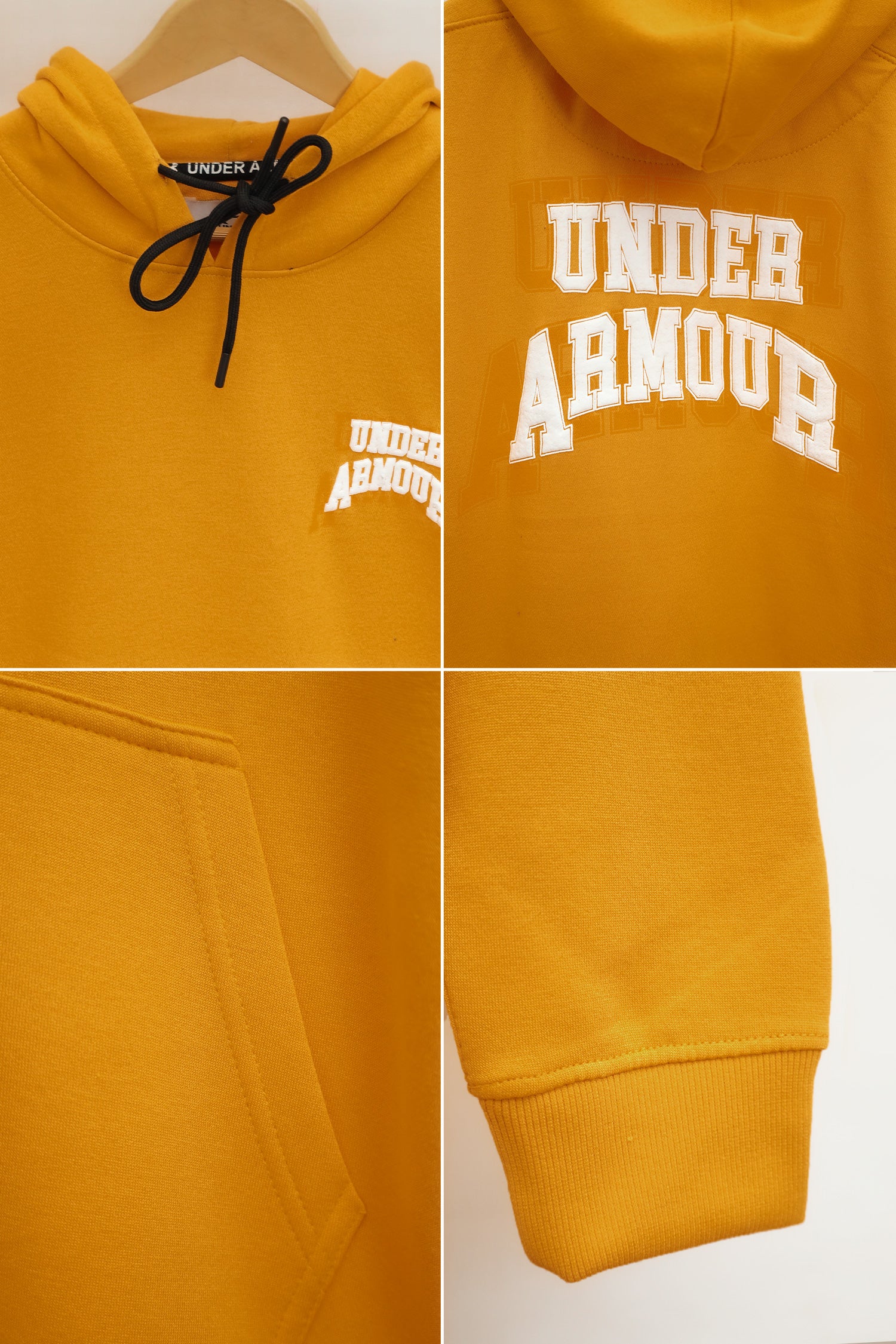 Undr Armr Embroidered Print Essential Fleece Hoodie In Yellow