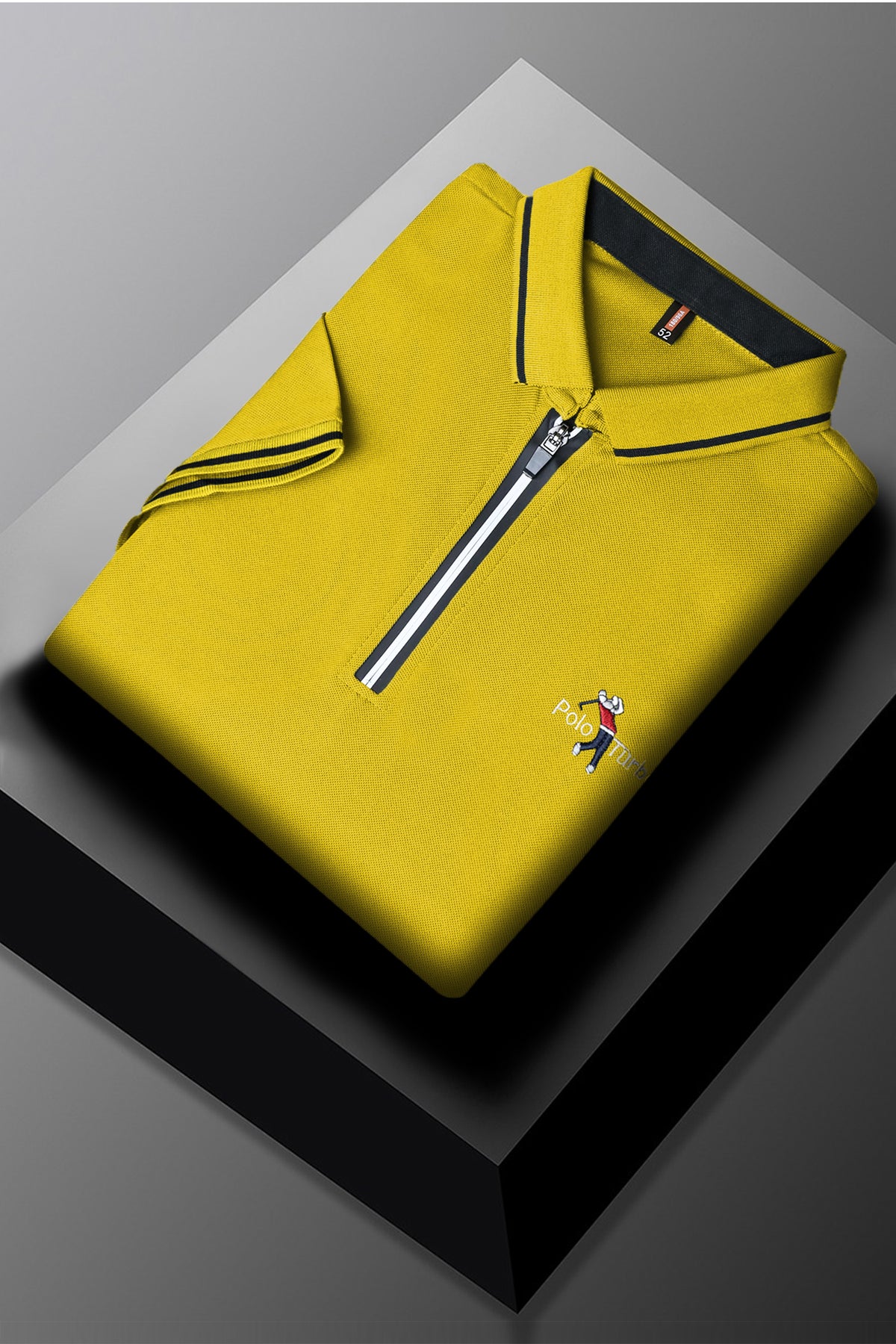 Turbo Polo Club Zipper Placket Men's Polo Shirt In Yellow