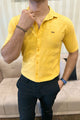 Turbo Knit Craft Crochet Casual Shirt In Yellow