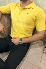 Turbo Artistic Touch Comfort Casual Shirt In Mustard Yellow