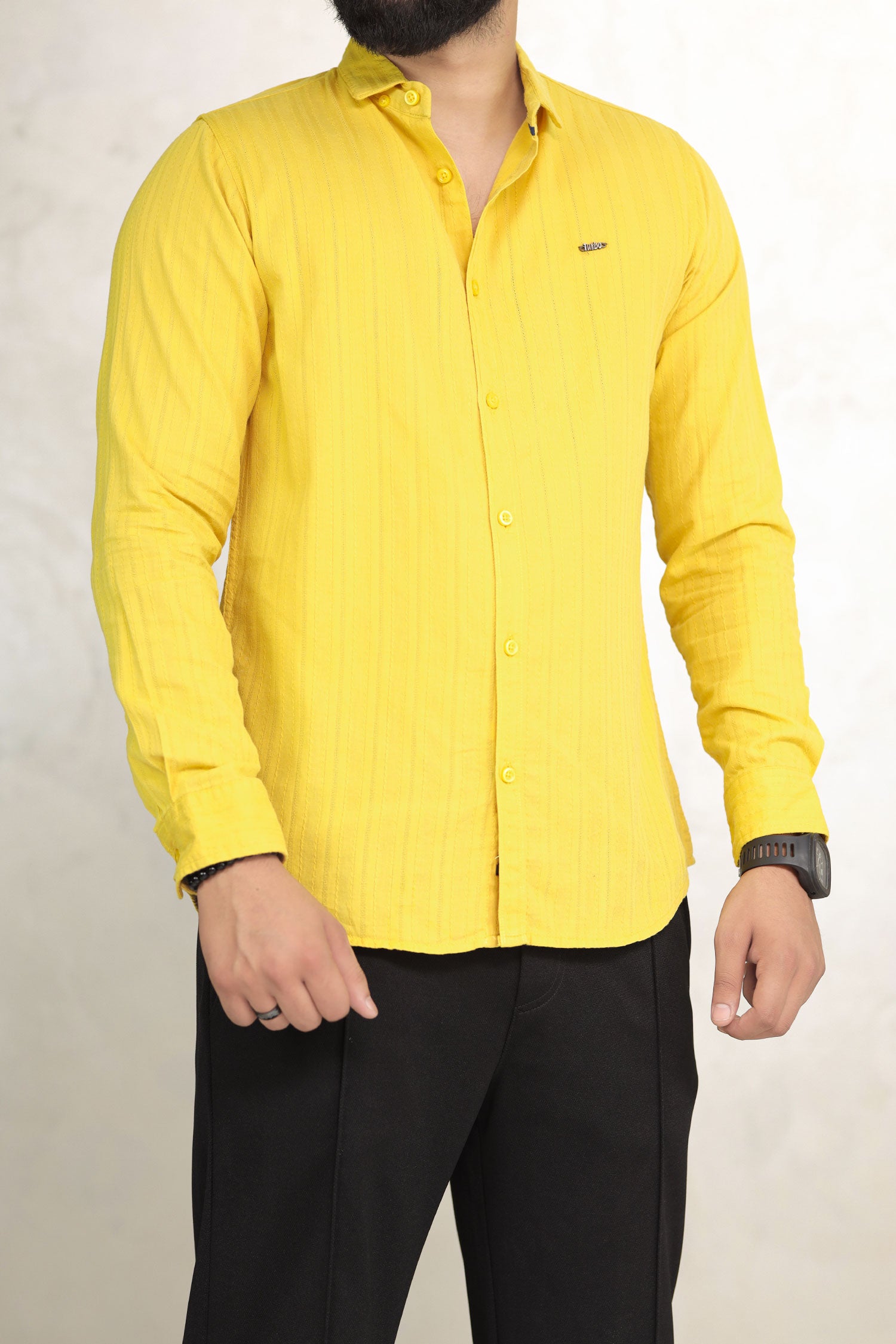 Turbo Billy Textured Knit Long Sleeve Cotton Casual Shirt