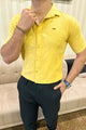 Turbo Artistic Touch Comfort Casual Shirt In Mustard Yellow